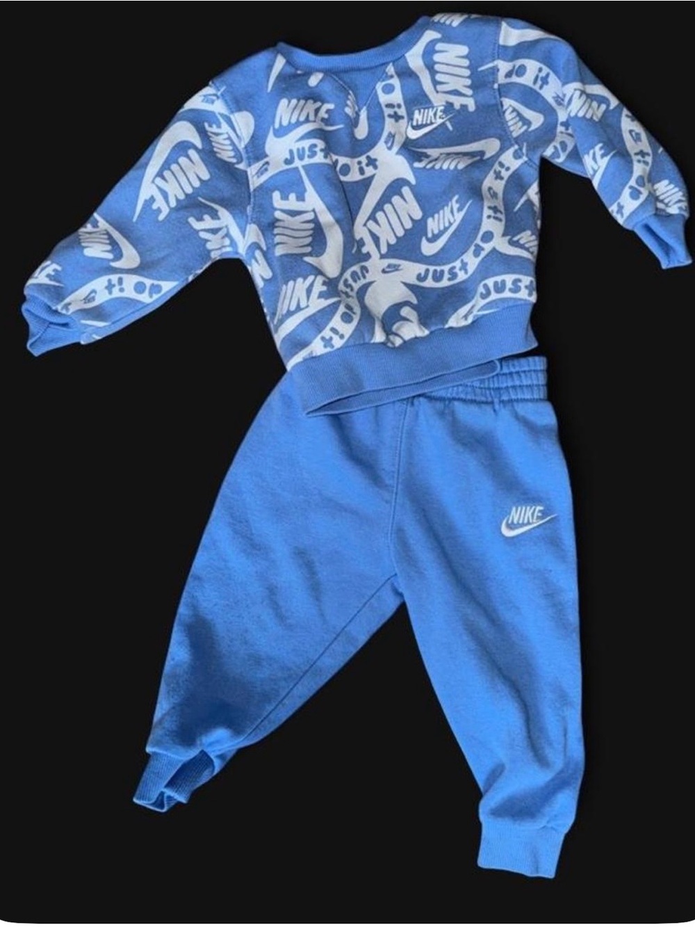 🔥Nike Blue Kids Logo Sweat Set with White Accents